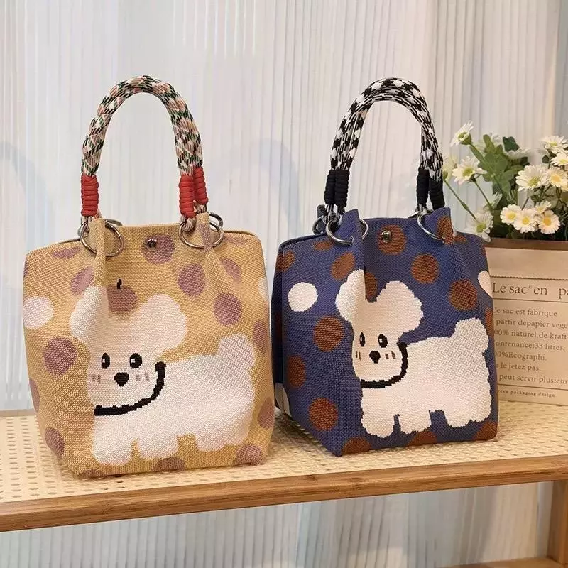 กระเป๋าถือถักนิตติ้ง(พร้อมส่ง)แฟชั่นฤดูใบไม้ผลิ แฟชั่นมาใหม่ ดีไซน์เฉพาะ ทันสมัย สำหรับผู้หญิง งานสวยน่ารัก