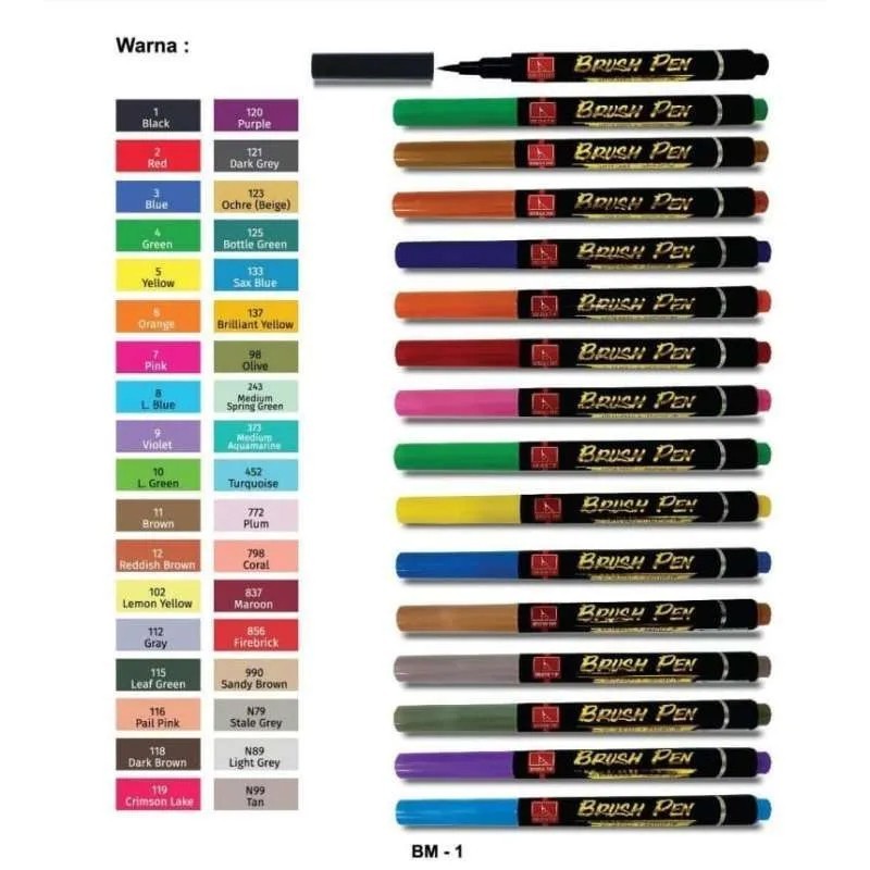 Snowman Brush Pen BM-1 Colourful / Brush Pen Single Color / Brush Pen Water Based Dyestuff Ink - Sin