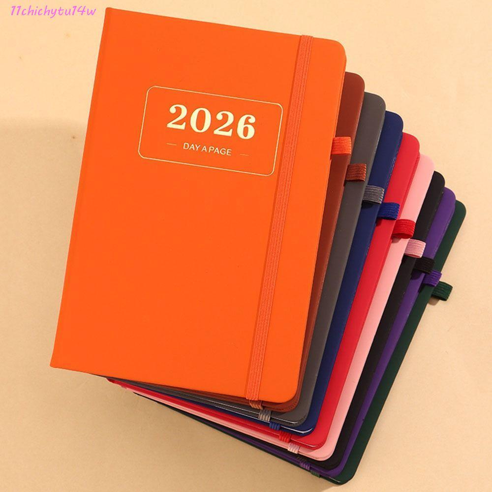 CHICHYTU14W A5 Planner Notebook, 2026.1.1-2026.12.31 Elastic Band 2026 Daily Planner, กระดาษหนา 180 
