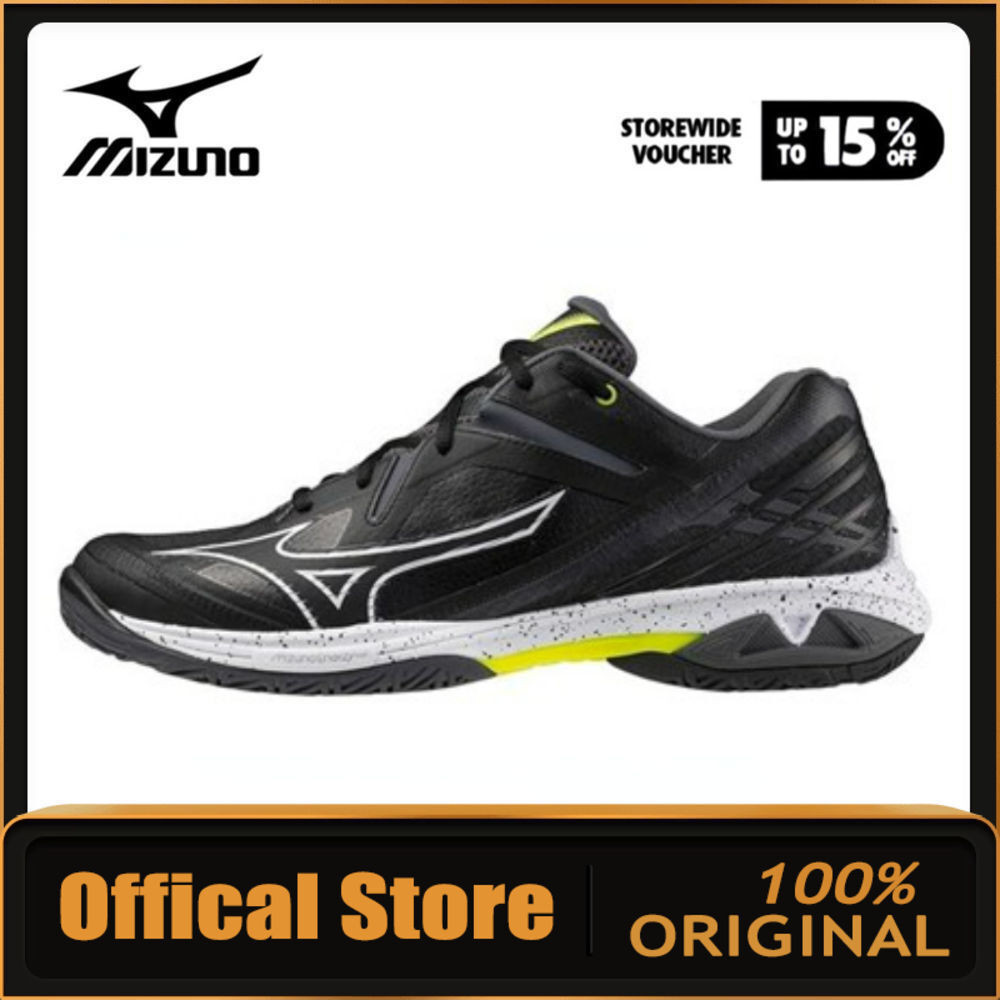 6 สี Mizu Wave Claw 3 รองเท้าแบดมินตัน Unisex-Black P5E2 18DV
