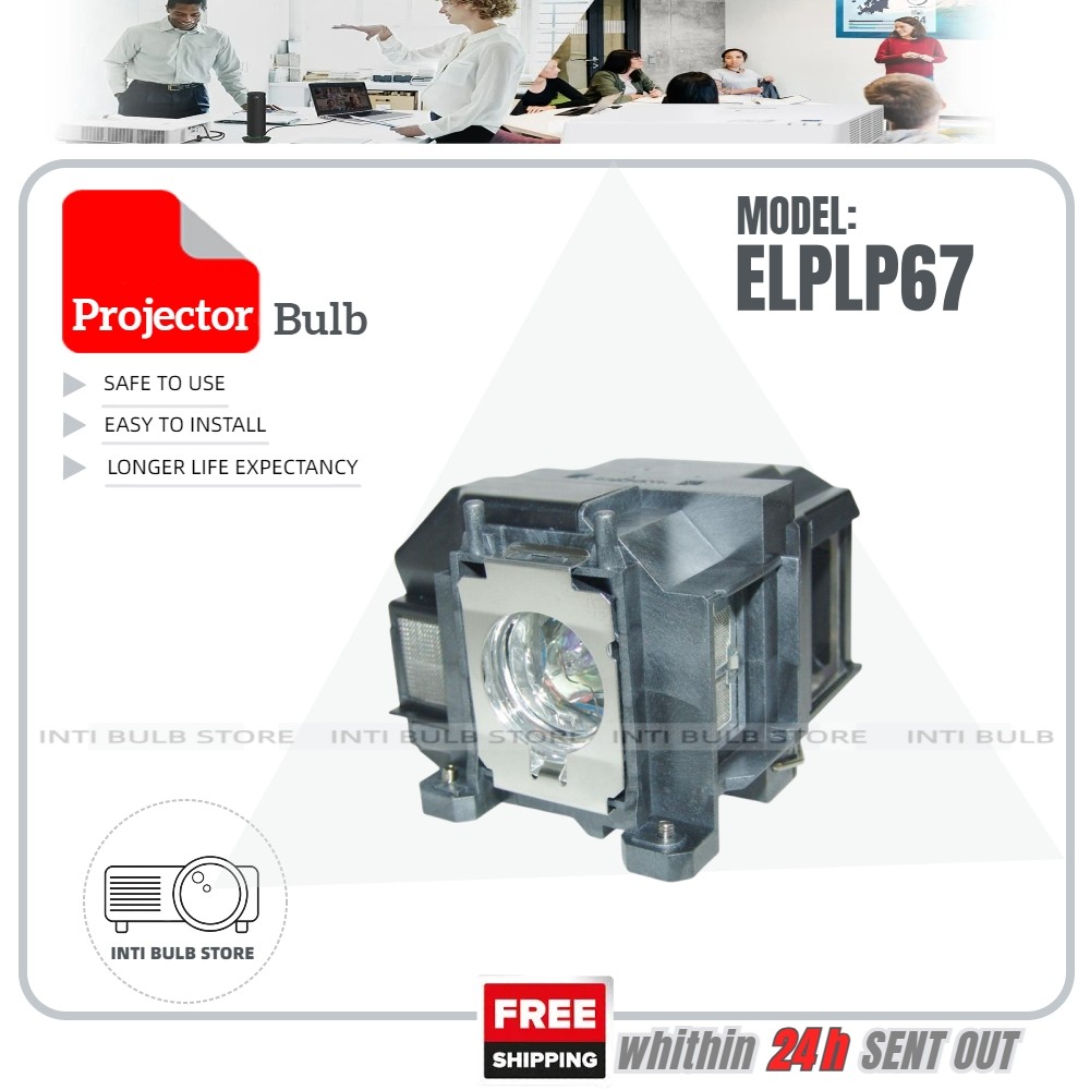 เปลี่ยนโคมไฟโปรเจคเตอร์ V13H010L67 ELPLP67 โปรเจคเตอร์หลอดไฟโปรเจคเตอร์สําหรับ EPSON EB-X100 EB-S022