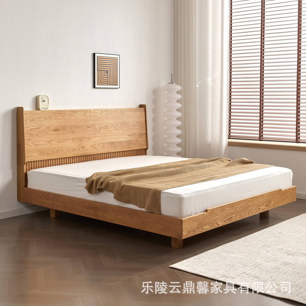 North American White Oak ไม้เนื้อแข็งทั้งหมดเจ้าของเตียง 1m 8 เตียงคู่ Nordic โมเดิร์น 1.5m Log เตีย