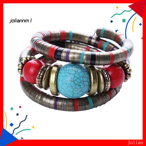 [JM] Bohemian Women Girl Multilayer Turquoise Beaded Bracelet Jewelry Gift