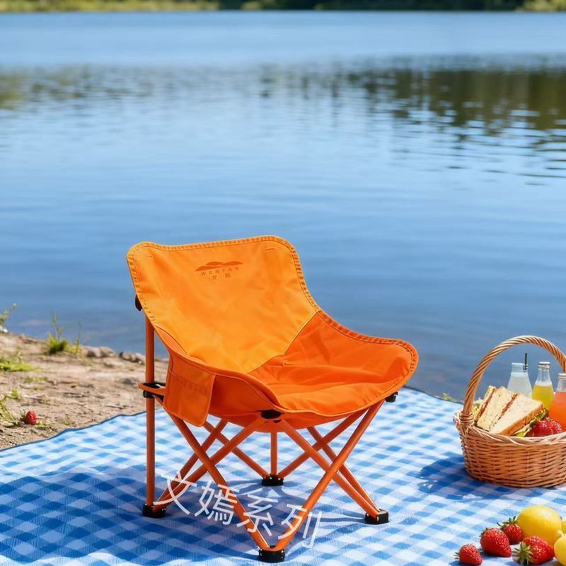 拼色月亮椅户外露营折叠椅子粉色野餐椅美术生椅折叠椅承重摆摊椅3.18Two-tone Moon Chair for Outdoor Camp, Pink Picnic Chair, Artist's 