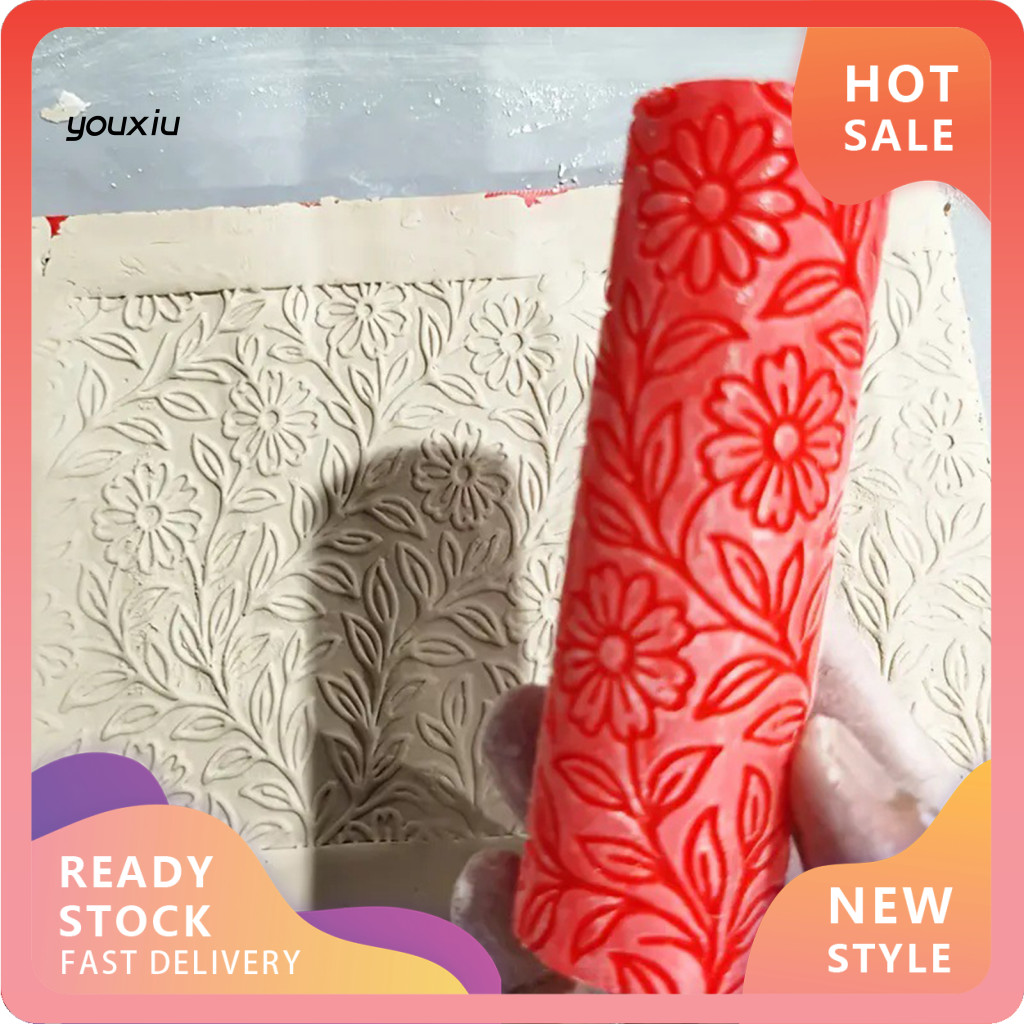 YX Polymer Clay Textured Roller 3d-พิมพ์ Textured Roller 1 PC Polymer Clay ดอกไม้ Texture Roller Diy