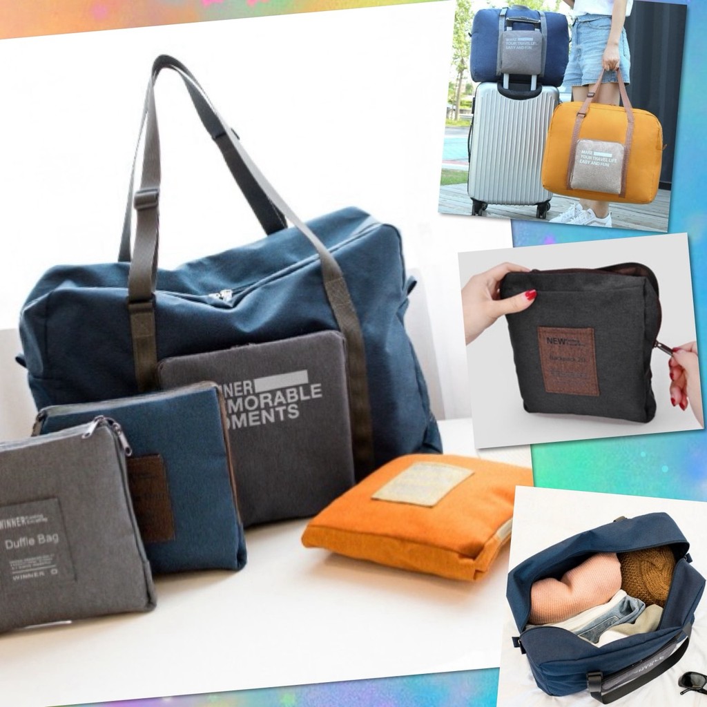 🐱 กระเป๋าเดินทาง พับได้ Travel Bag ขึ้นเครื่องบินได้ Carry On กระเป๋าพับ เก็บของ 🐱