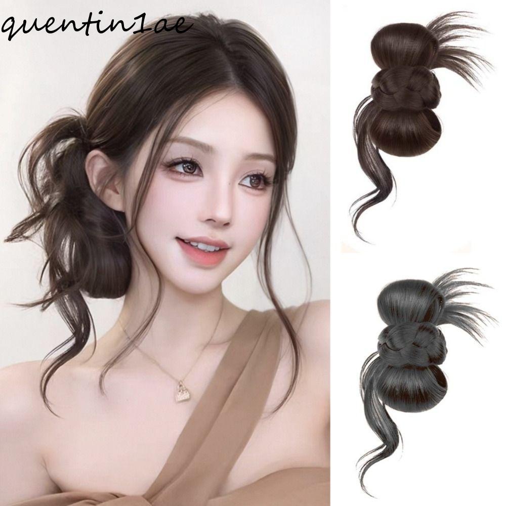QUENTIN1AE Messy Curly Scrunchie, Elegant Low Bun ดอกไม้ Bud วิกผมสังเคราะห์,อุปกรณ์เสริมผม Claw คลิ