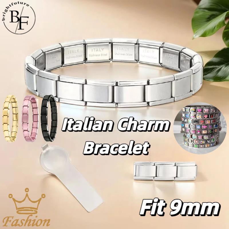 สร้อยข้อมือเงินอิตาเลี่ยนสร้อยข้อมือ Charm Fit 9 มม.สร้อยข้อมือสแตนเลส DIY เครื่องประดับทําอุปกรณ์เสริม Retro บุคลิกภาพโมดูลสร้อยข้อมืออุปกรณ์เสริม