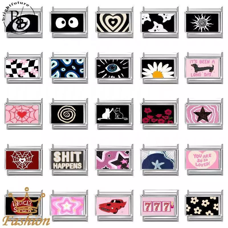 ขายร้อนพิมพ์ภาพชุดอิตาเลี่ยน Charm สร้อยข้อมือ Fit 9 มม.สร้อยข้อมือสแตนเลส DIY เครื่องประดับทําอุปกรณ์เสริม Retro บุคลิกภาพโมดูลสร้อยข้อมืออุปกรณ์เสริม