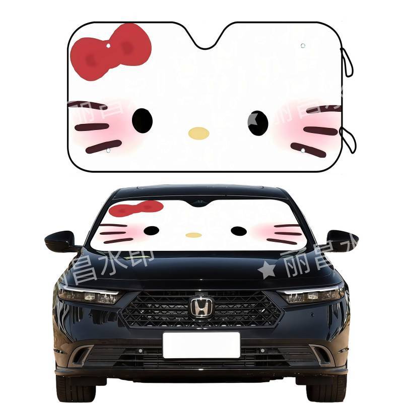 Cute Hello Kitty Two-Dimensional Hellokitty Car Decoration Car Sunshade Sun Protection Kitty UV Prot