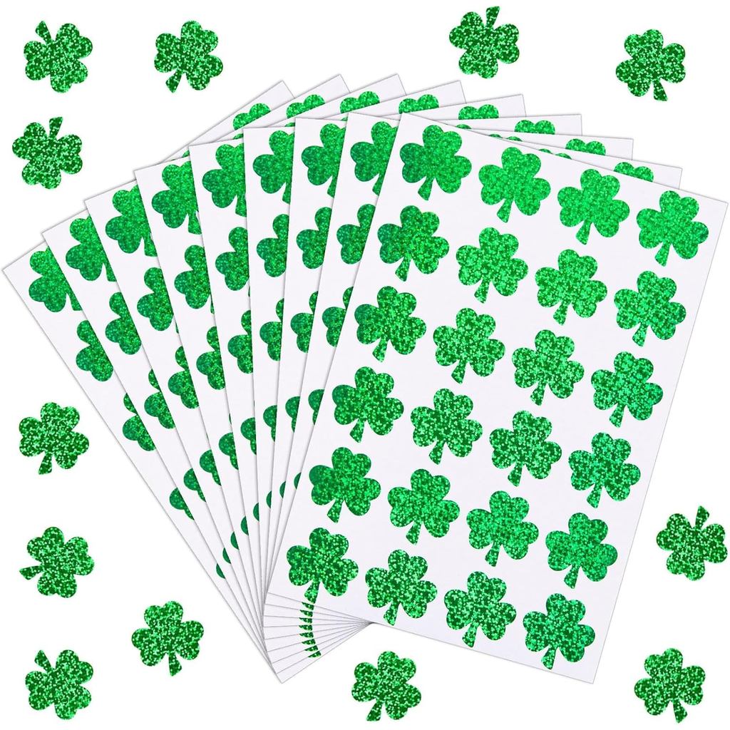 FOBSME 960 ชิ้น St. สติ๊กเกอร์ Patricks Day สติ๊กเกอร์ Glitter Green Shamrock 1.5 นิ้ว St. Patricks 