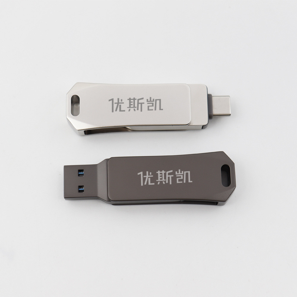 ️ โรงงาน Type-C หมุนโลหะ U Disk โทรศัพท์มือถือคอมพิวเตอร์ U Disk Two-in-One ดิสก์ U ความเร็วสูงสามาร