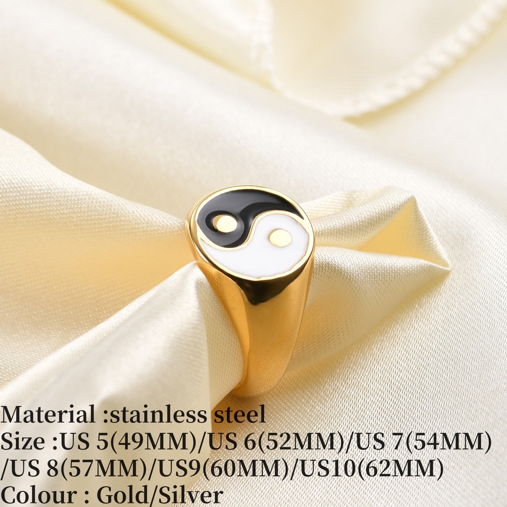 Popular~Popular Tai Chi Bagua Yin-Yang Titanium Steel Ring Fashionable and versatile stainless steel