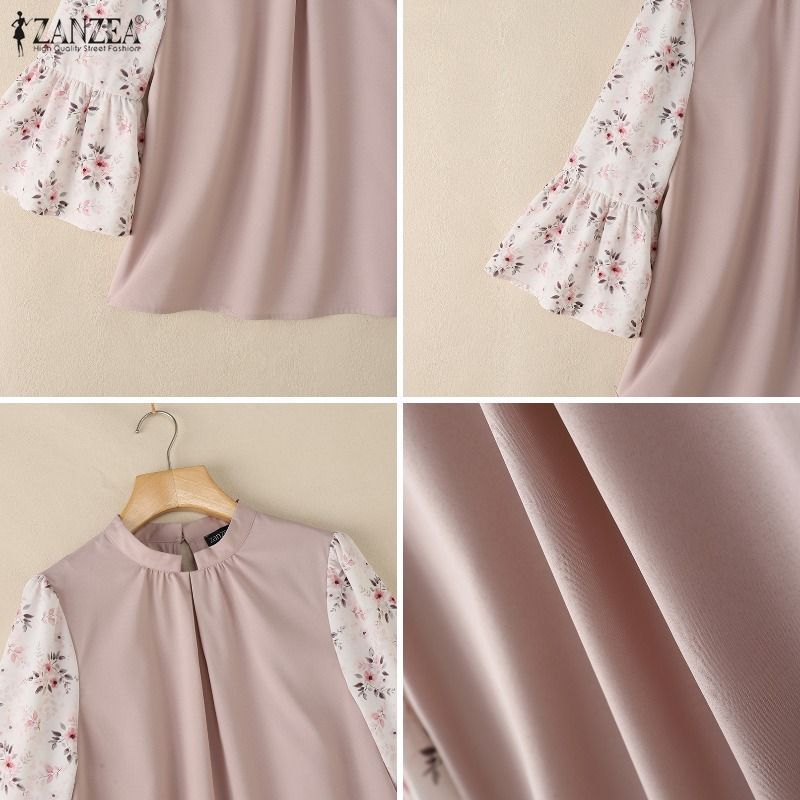 ZANZEA เสื้อเบลาส์ลายดอกไม้สำหรับปาร์ตี้ สไตล์ลำลองสำหรับผู้หญิง ราคา ถูกที่สุด ดีลบีเคเค แกลเลอรีภาพที่ 9