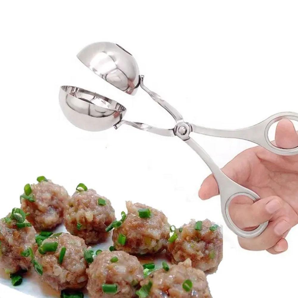 Creative Meatball Maker ห้องครัวสแตนเลสกรรไกร Gadget คลิป Ice-cream Ball เกี๊ยว A6z3