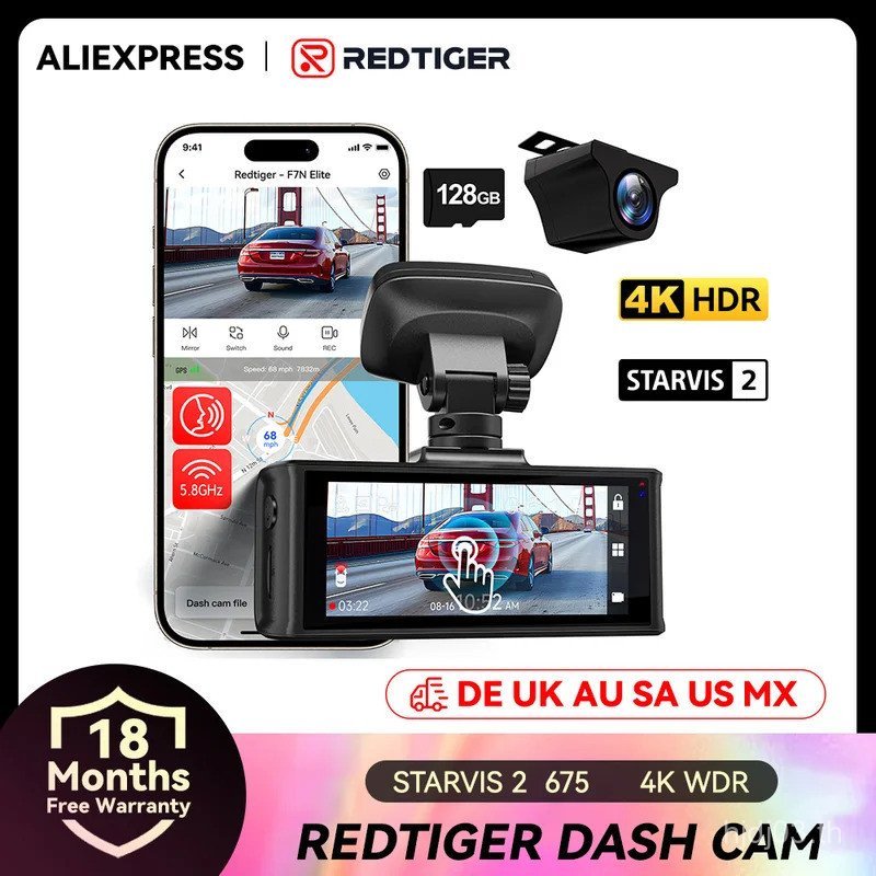 REDTIGER F7N ELITE STARVIS 2 Sensor 4K HDR Dash Cam ด้านหน้าและด้านหลัง 5.8GHz WiFi APP กล้องติดรถยน