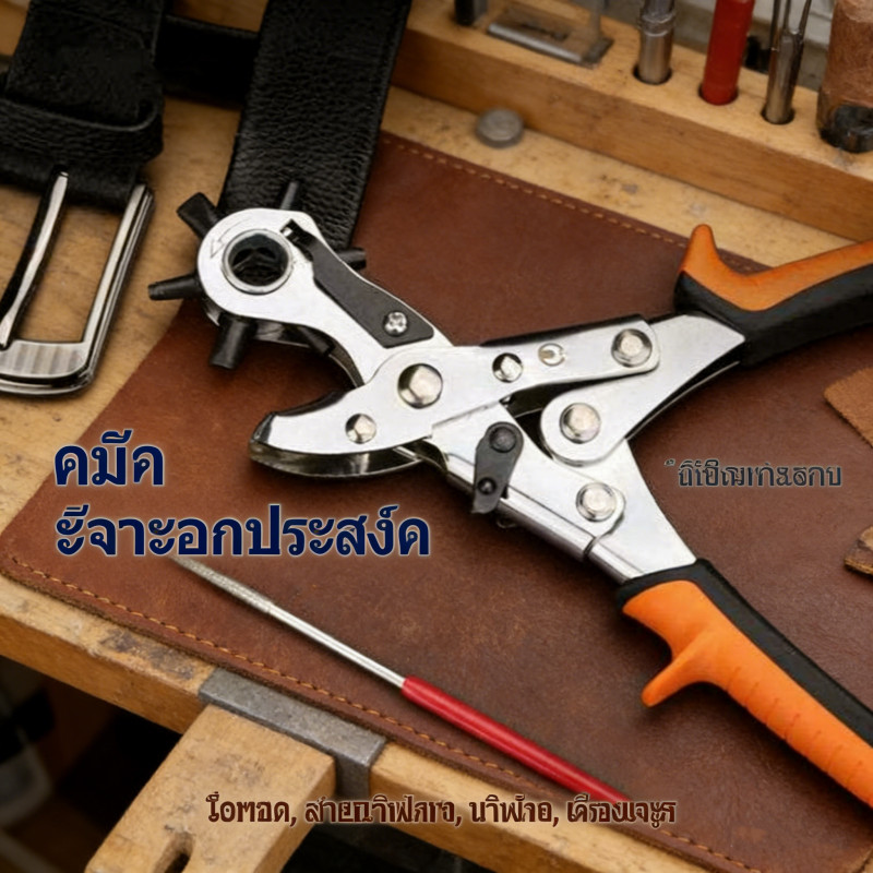 คีมเจาะรูเข็มขัด GREENER เหล็กเกรด 45 ด้ามจับกันลื่น เจาะแม่นยำ ขนาด 240mm ที่เจาะเข็มขัดแบบกลม