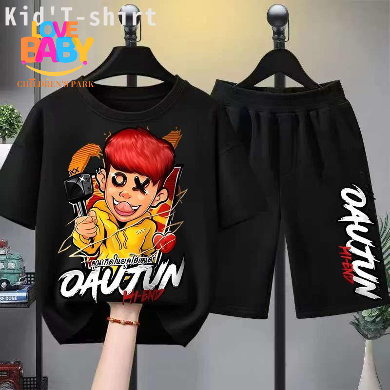 COD lo9  HOTเสื้อยืดเด็ก   OXX By OAUJUN สื้อยืดเด็ก  ชุดสูทเด็กผู้ชาย ชุดลำลอง 2 ชิ้น แฟชั่น สำหรับเด็กชายตัวเล็ก+（ชุดเ