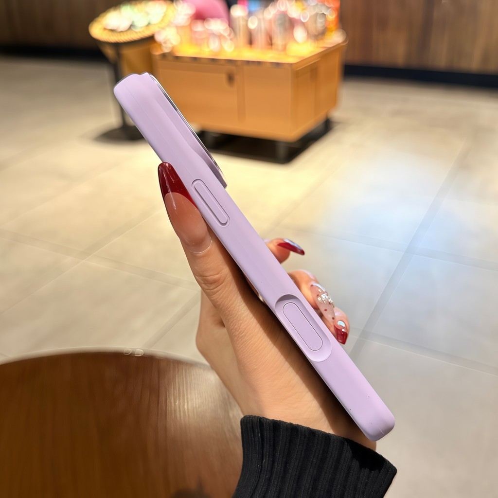 ใหม่พรีเมี่ยมสีม่วงซิลิโคนเหลวแม่เหล็กโทรศัพท์กรณีมุมมองขนาดใหญ่เลนส์ป้องกันลายนิ้วมือปลอกกันกระแทกสําหรับ ไอปอน 17 16 15 14 มือโปร สูงสุด ราคา ถูกที่สุด ดีลบีเคเค แกลเลอรีภาพที่ 4