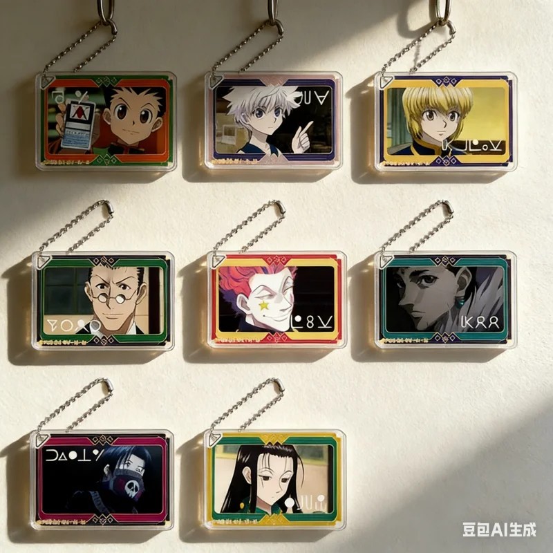 พวงกุญแจ Anime Hunter X Hunter อะคริลิคไมก้าพิมพ์ Gon Killua Hisoka Kurapika อุปกรณ์ตกแต่งกระเป๋าเป้ ของขวัญ