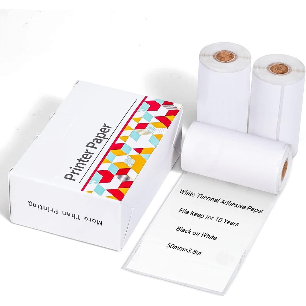 T02 Thermal Mini Sticker Printer Paper, White Self-Adhesive Paper, Black On White Paper for Journal,