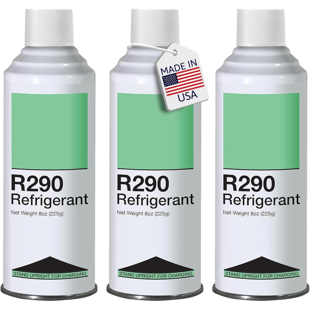 Leak Saver R290 Refrigerant 3-Pack - 8oz Upright CHARGING Self Sealing Can - สามารถยืนชาร์จ While - 