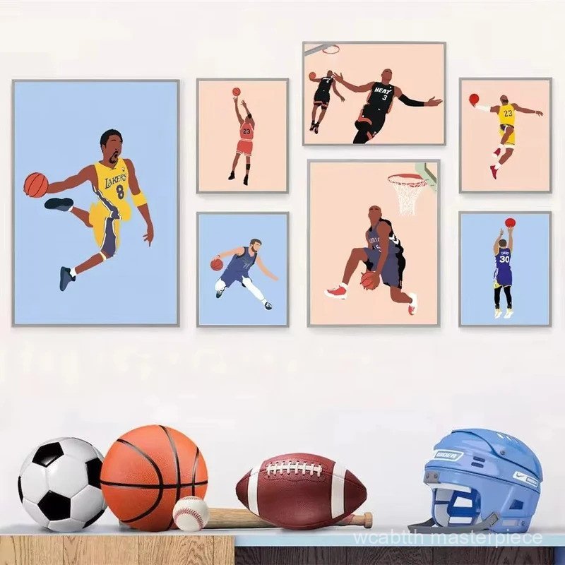 7M83 NBA ที่มีชื่อเสียงบาสเกตบอล Player Super Star Portrait Wall Art ภาพวาดผ้าใบโปสเตอร์และพิมพ์ภาพผ