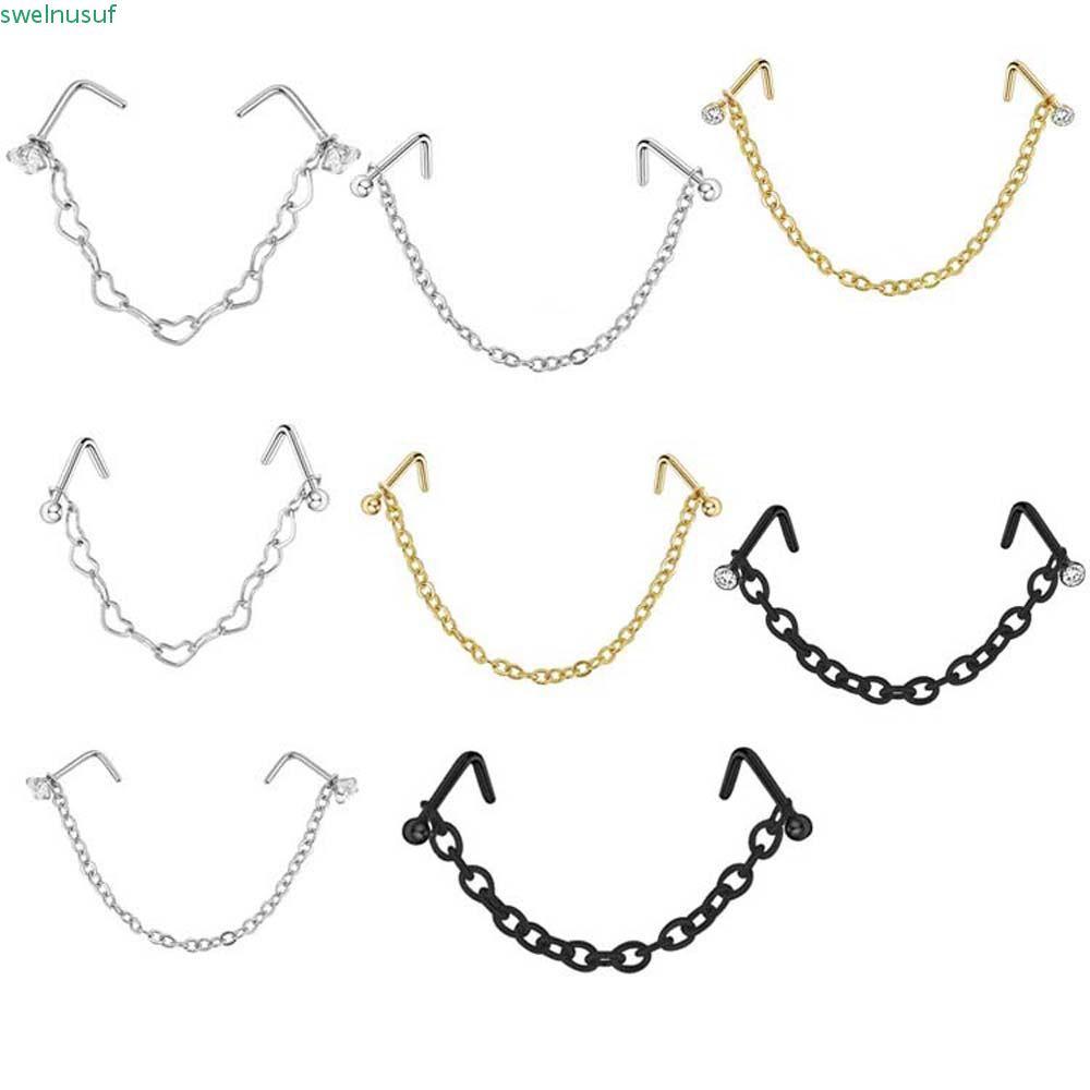 SAUTE แหวน septum สำหรับผู้หญิง สตั๊ดHip-Hop ก้านทรงกลม และต่างหูเจาะ septum