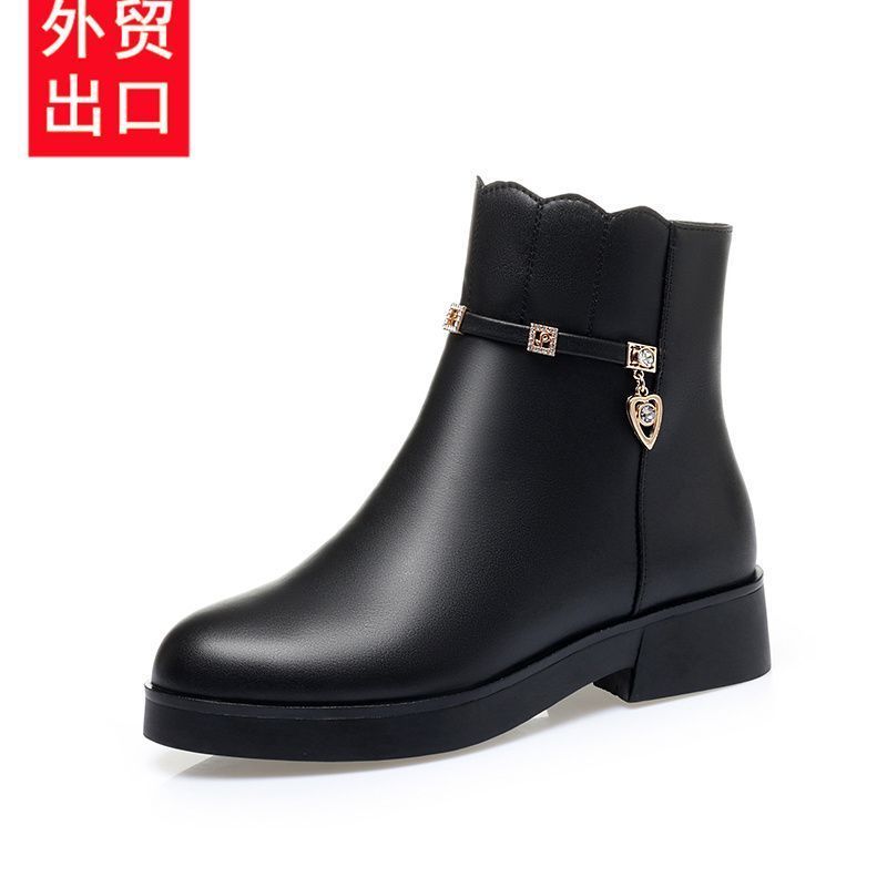 ของแท้หนังรองเท้าส้นเดี่ยวถอนตู้หนา Anti-slip ยี่ห้อรองเท้าสั้น cod ขนสัตว์หาง Martin อิตาเลี่ยนเดี่