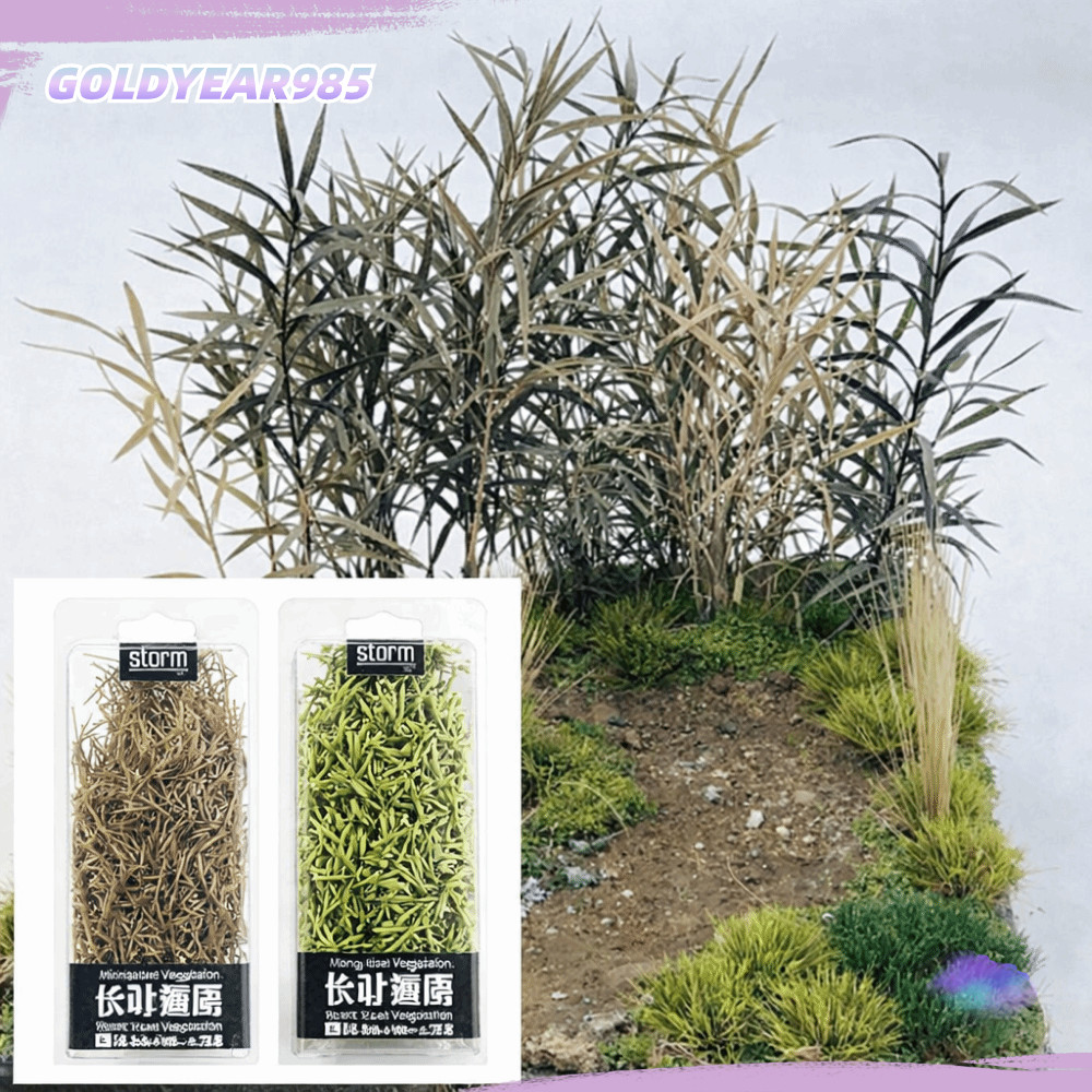 GOLDYEAR985 1 กล่องยาวใบหญ้า Cluster รถไฟทิวทัศน์ฉากรุ่น Fairy Garden โต๊ะทราย Vegetation