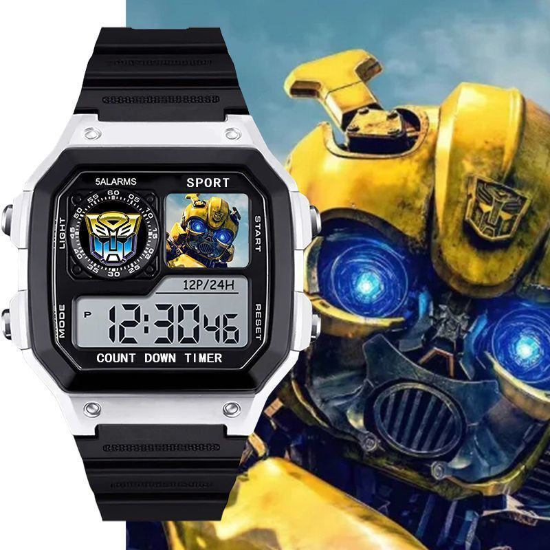Transformers Optimus Prime, Bumblebee, นาฬิกา Megatron สําหรับเด็กและนักเรียนมัธยมต้น, นาฬิกาดิจิตอลกีฬาพร้อมนาฬิกาปลุกและฟังก์ชั่นจับเวลา