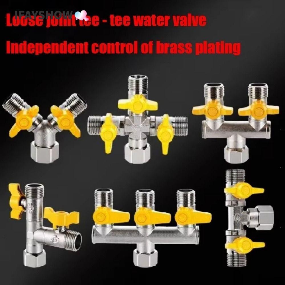 IFAYSHOW ก๊อกน้ําวาล์วดําน้ํา, ทองเหลือง 1/2 "ท่อ Barb Shower Divter วาล์ว, อะแดปเตอร์หัวนมหนา Anti-leak ปิดวาล์วหัวฝักบัว