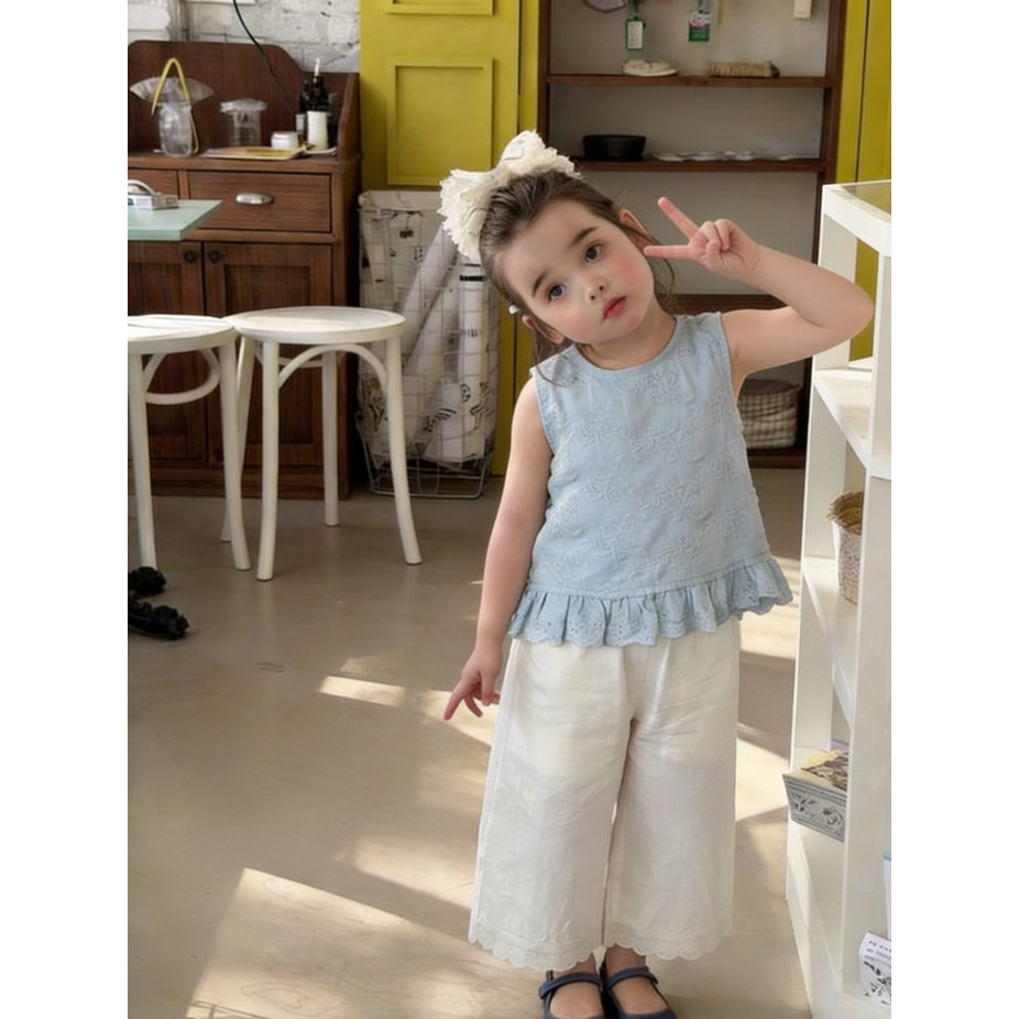 [GAO Kids Hue ชุดเสื้อและกางเกงลูกไม้ 6616
