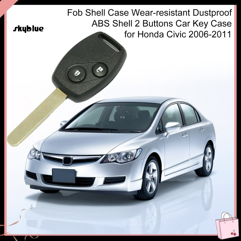 [Sy] Fob Shell Case ทนต่อการสึกหรอกันฝุ่น ABS Shell 2 ปุ่มเคสกุญแจรถสําหรับ Honda Civic 2006-2011