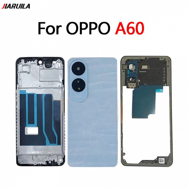 สําหรับ OPPO A60 ฝาหลังแบตเตอรี่ที่อยู่อาศัยกรอบกลางด้านหน้า LCD พร้อมเลนส์