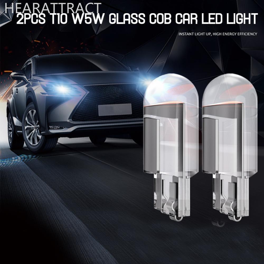 HEARATTRACT 2 ชิ้น T10 W5W แก้ว COB LED รถ BulbWedge ป้ายทะเบียนโคมไฟโดม J4Y7