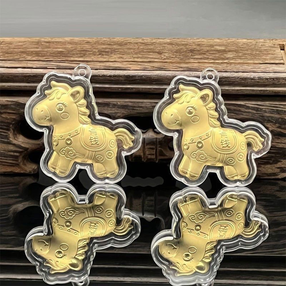 จี้ห้อยกระเป๋าตกแต่ง Lucky Zodiac Horse พวงกุญแจเชือกเส้นเล็กเลียนแบบฟอยล์สีทอง 1 ชิ้น