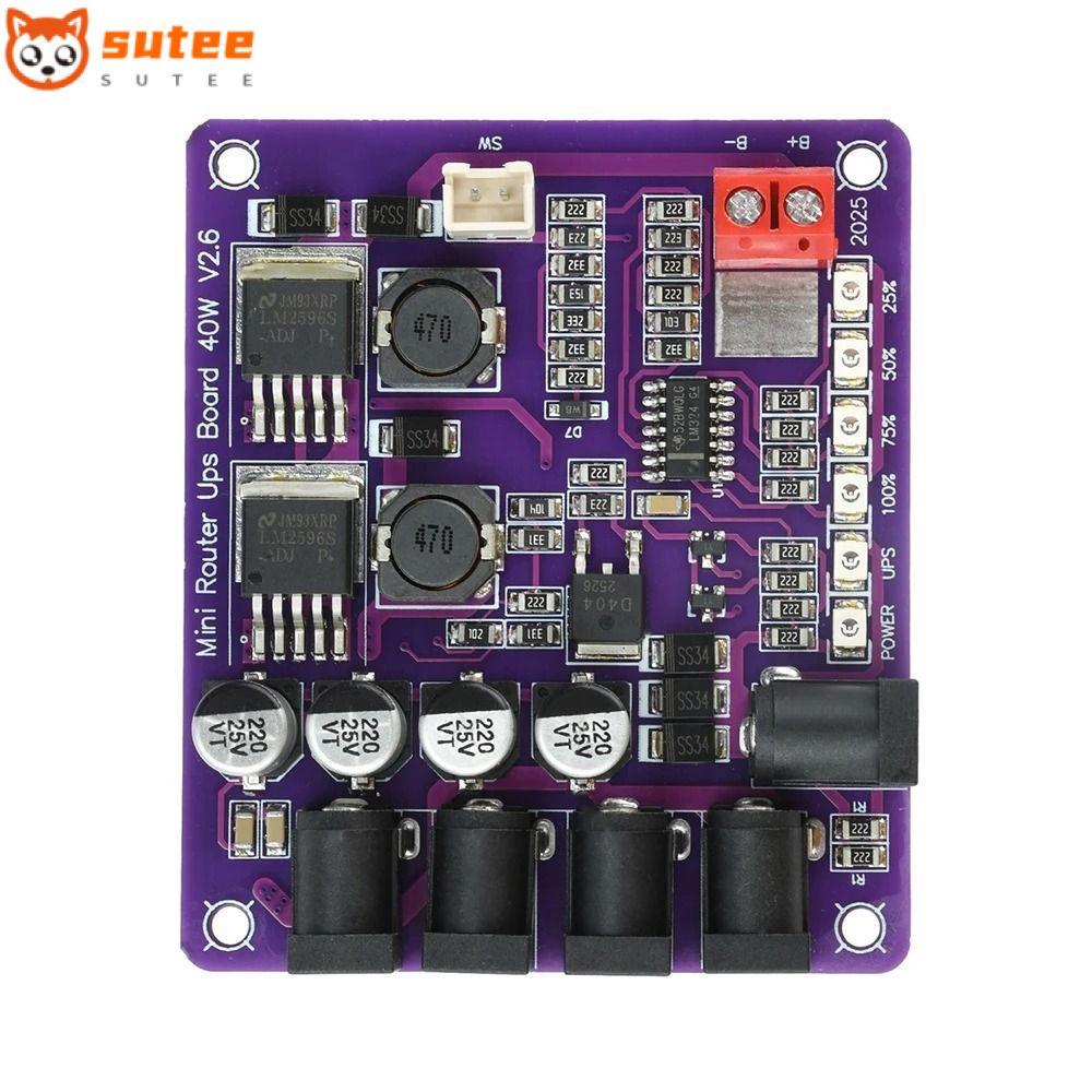 SUTEE UPS Board, แหล่งจ่ายไฟเอาต์พุต 4 ทิศทาง Mini Router UPS, Professional 40W DC 12.6V Router Powe