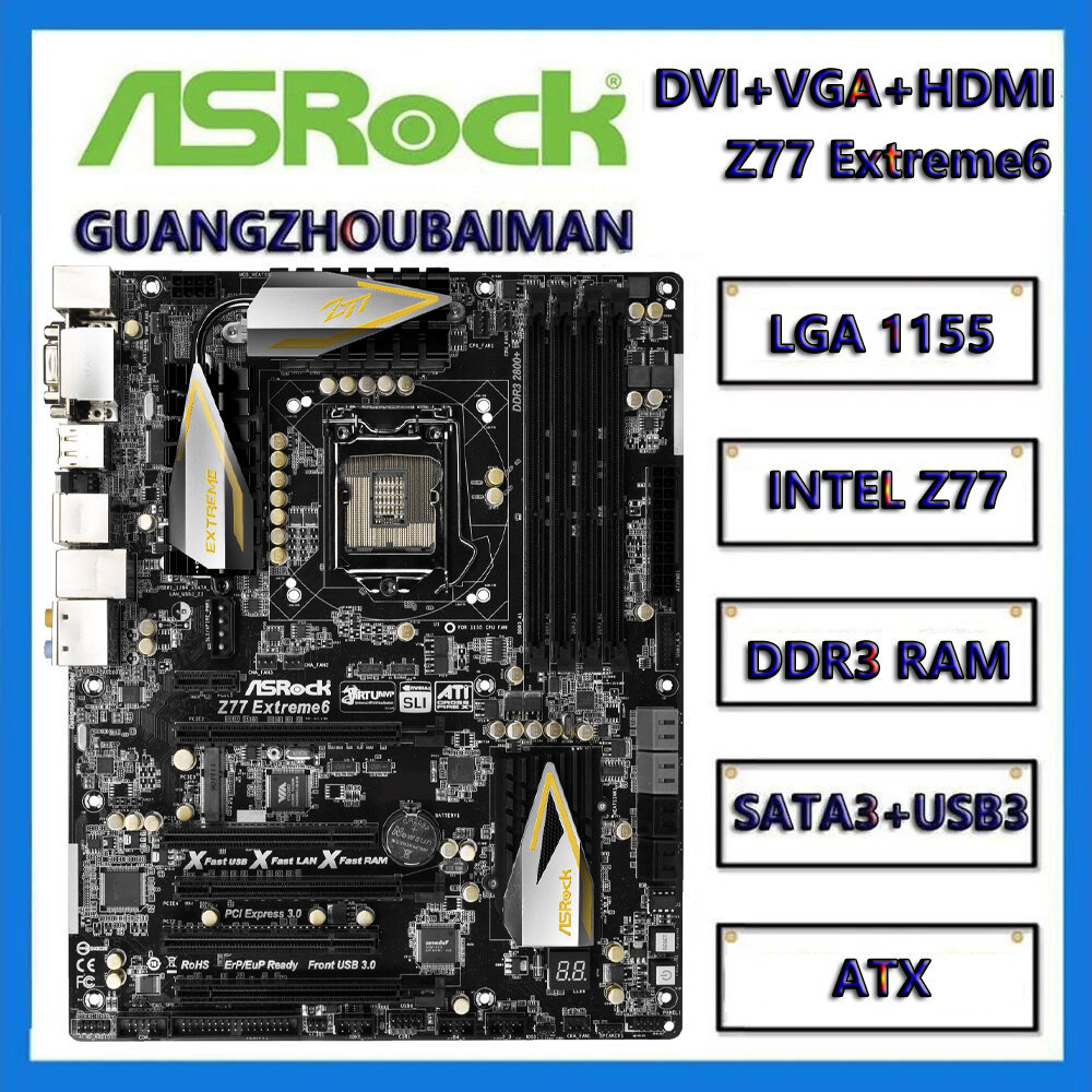 Usd Asrock Z77 Proz / Z77 Ekstremez / Z77 Ekstremech / Z77 Ekstremech Z77/ Z77 H77 ATX Intel LGA 115