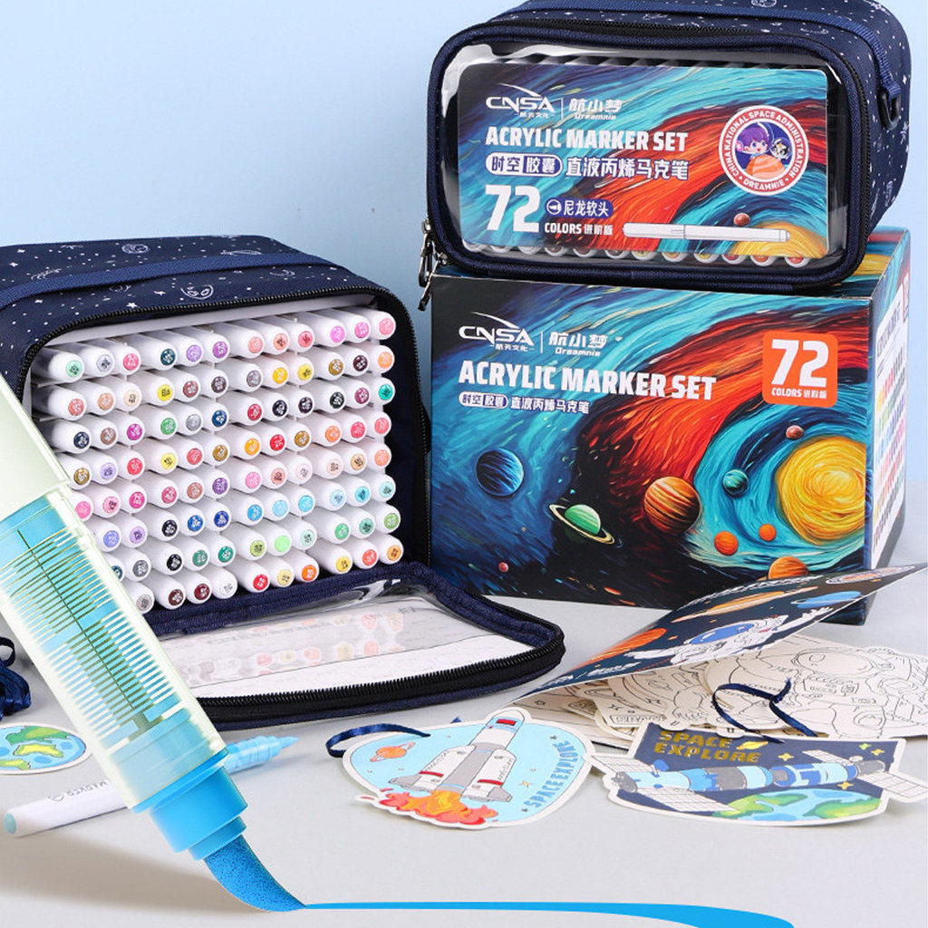 Languo 96-Color Straight Liquid Acrylic Marker ชุดกล่องของขวัญ 72 สีภาพวาดนักเรียนปากกาสีน้ํา