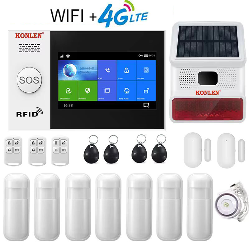 Wireless Touch 4G GSM WIFI Smart Life Home Indoor Security Alarm System Tuya พร้อม PIR Motion Detect