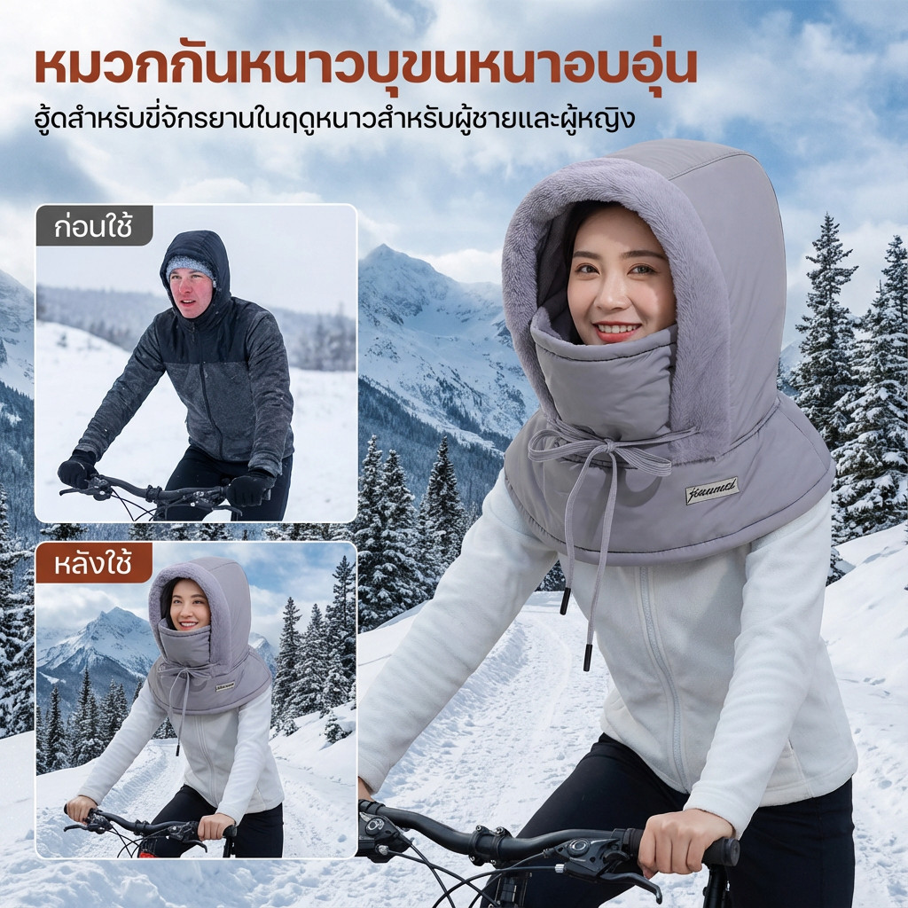 ฤดูหนาวบวกกํามะหยี่และหมวกหนา หมวกหมวกปั่นจักรยานกลางแจ้งกันลมยืดหยุ่น ระบายอากาศ กันลม ให้ความอบอุ่น - รูปที่ 2