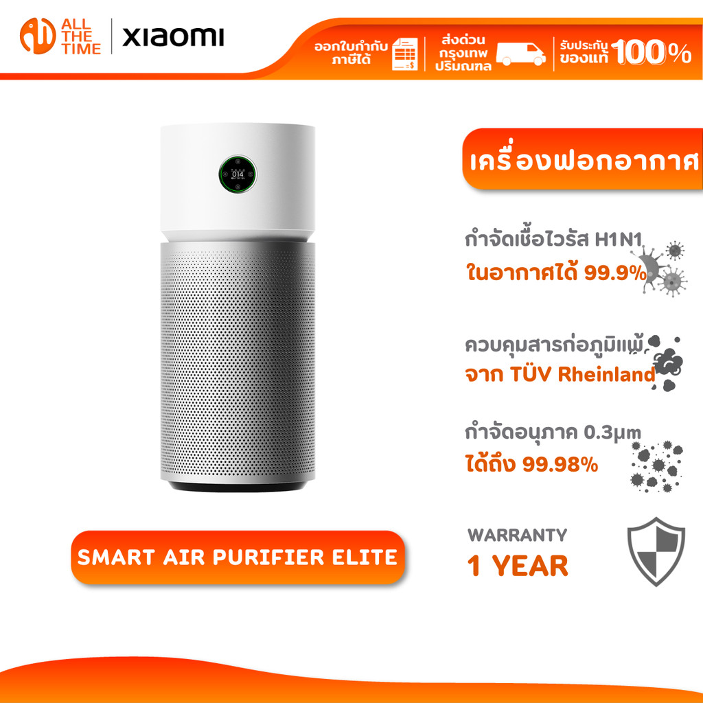 Xiaomi Smart Air Purifier Elite เครื่องฟอกอากาศ กำจัดเชื้อไวรัส H1N1 ได้ 99.9% ขจัดสารก่อภูมิแพ้