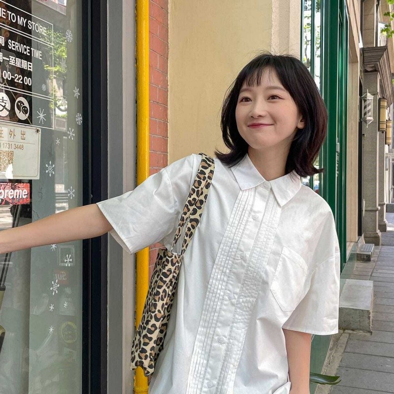shayne-เสื้อสุภาพสตรี สีขาว ปุ่มกด เสื้อแขนสั้น ประเภทรุ่นหลวม สดชื่น หวาน วรรณกรรมและศิลปะ แฟชั่นสบาย ๆ วิทยาลัย ราคา ถูกที่สุด ดีลบีเคเค รูปภาพหลัก