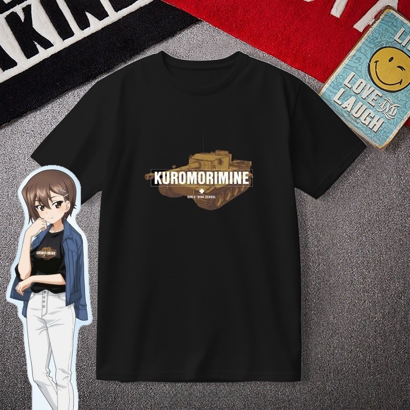 🔥 เสื้อยืดอนิเมะ Girls und Panzer ลาย Kuromorimine Erika Itsumi Maho Nishizumi เสื้อโอตาคุ 2D ผ้าฝ้า