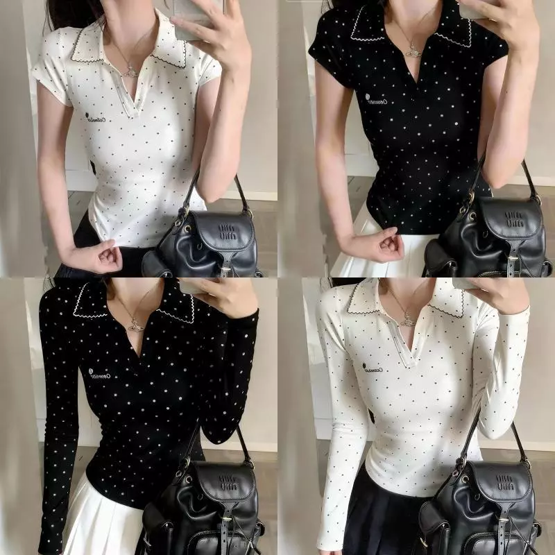 Bimi เสื้อสตรีสไตล์วินเทจอเมริกัน เนื้อผ้าบางเบา ตัดเย็บพอดีตัว ช่วยเสริมสรีระ เหมาะสำหรับสไตล์หวานร้อน