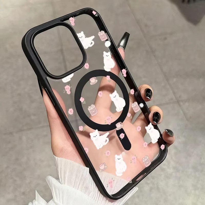 สีชมพูน่ารักการ์ตูนแมวเคสโทรศัพท์สําหรับiPhone 17 16 15 Pro Max 16e 14 13 12 11 Pro 16 Plusสําหรับแม่เหล็กชาร์จไร้สายกันกระแทก ราคา ถูกที่สุด ดีลบีเคเค แกลเลอรีภาพที่ 3