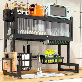 SY ชั้นวางจาน ที่วางจาน สแตนเลส 2 ชั้น <65--75-85-95-105-125cm> คร่อมอ่างล้างจาน bowl rack ชั้นวางของในครัว