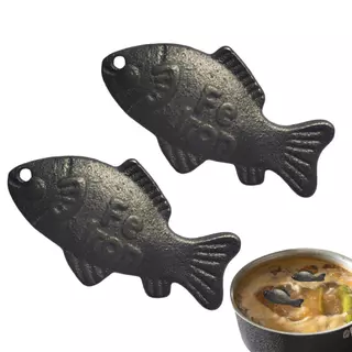 Lucky Fish Iron Iron ปลาเครื่องมือทําอาหารที่มีประสิทธิภาพ 2 ชิ้นอุปกรณ์ครัวแบบใช้ซ้ําได้ shin1th