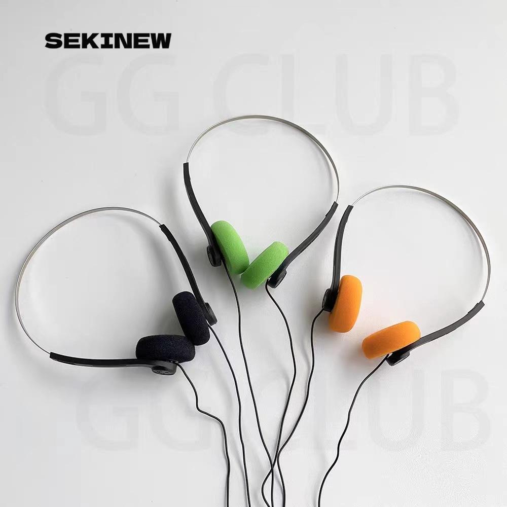SEKINEW Classic Vintage-80s Headphones, Fashion Portable Wired Small Headphones, Sports ABS Wired Ad